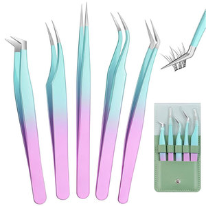 ชุดแหนบต่อขนตาหลากสีสแตนเลสพร้อมกล่องเก็บ สำหรับแยกขนตาและวางขนตา - Product Image 1