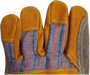 Gants de travail en cuir de vachette robuste avec paume en cuir double, gants de sécurité personnalisés imprimés pour usage industriel - Product Image 6