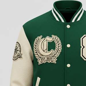 Veste universitaire de sport pour équipes sportives, corps en laine, manches en cuir véritable, patchs brodés personnalisés, fabricant OEM - Product Image 4