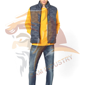 OEM ODM Custom Logo Winter Solid <b>Waterproof</b> Stand Collar Front Logo Men's Quilted Puffer Vest Sleeveless <b>Coat</b> - Product Image 2