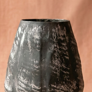 Dark Distressed Metal Flower <b>Vase</b> Modern Textured Handcrafted Tabletop Decorative <b>Unique</b> Artistic Home Display Accent Piece - Product Image 4