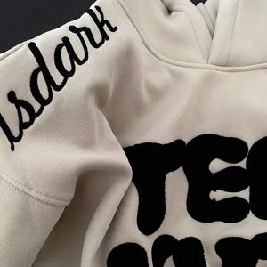 Sudadera con Capucha Unisex de Felpa Gruesa Blanca con Bordado Chenille y Estampado Digital SFI, Sudadera con Capucha de Algodón Cálida para Invierno - Product Image 4