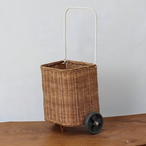 Sacs à roulettes en rotin pour filles, valise écologique, panier à roulettes pour enfant, prix bas - Product Image 1