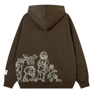 men hoodie oversized drop shoulder heavy <b>weight</b> cotton fleece acid wash print embroidery streetwear fashion hoodie - Product Image 2