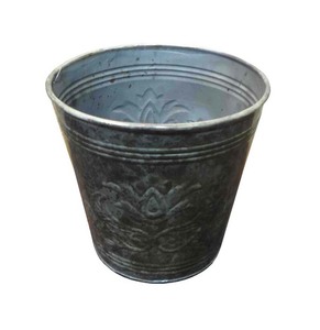 Luxury Embossed Metal Black Waste <b>Bin</b> for Elegant Home Office Bathroom and <b>Bedroom</b> Interiors - Product Image 1