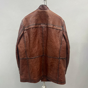Men's Real <b>Leather</b> Reversible <b>Winter</b> Bomber <b>Jacket</b> Genuine Cowhide Zip Motorcycle Coat Custom Design OEM ODM Wholesale Supplier - Product Image 2