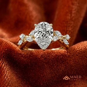 14K Gold Plated Pear Cut Moissanite <b>Ring</b> Elegant Bridal <b>Promise</b> Jewelry for <b>Women</b> Daily Wear Gift USA - Product Image 4