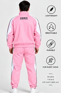 Pantalones Deportivos Rosados para Mujer, Marca INDEX, Cierre con Cordón, Estilo Deportivo con Rayas Blancas, Poliéster Transpirable - Product Image 2