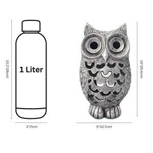 Length-27cms Width-7cms Height-15cms Owl Figurine Modern Animal Sculpture Tabletop Decor Living Room 1PC Carved Design Aluminium - Product Image 6