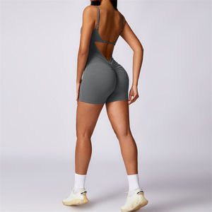 Combinaison de sport zippée pour femme, combinaison de fitness une pièce, short de gym, ensemble de yoga, tenue d'entraînement, vêtements de sport pour femme - Product Image 4