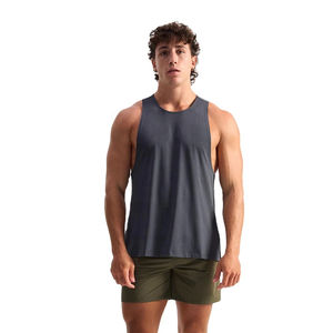 Camiseta sin mangas de algodón para hombre, cuello redondo, tejido transpirable, ligera, sin mangas, para verano, con logo personalizado, fabricación OEM. - Product Image 6