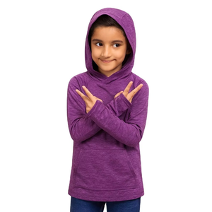Haut de survêtement athlétique pour tout-petits, séchage rapide, évacuation de la transpiration, tissu respirant sans couture en Spandex/Nylon, vente en gros OEM de sweats à capuche pour enfants - Product Image 2