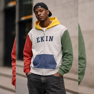 Sweat à capuche unisexe personnalisé en molleton épais 400 g/m² avec impression DTG, broderie de patch, coupe classique, 100 % coton, fermeture éclair, automne - Product Image 3