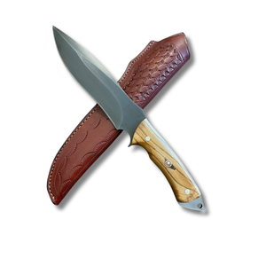 Cuchillo de Caza de Hoja Fija Hecho a Mano por A&M ENTERPRISES con Mango de Madera de Olivo, Funda de Cuero para Supervivencia y Utilidad, Cuchillos Skinner - Product Image 1