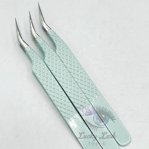 Pince à cils professionnelle en acier inoxydable de haute précision avec pointe en fibre Extension de cils de nouvelle forme pour outils de beauté pince à épiler - Product Image 2