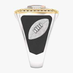 Anillo de cóctel de diamantes de fútbol para hombre, chapado en oro de 18 quilates, engaste pavé, joyería fina de lujo - Product Image 1