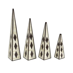 Esculturas de hueso decorativas indias recicladas Decoración de mesa de pirámide de hueso de madera pulida para la fabricación de cuernos - Product Image 4