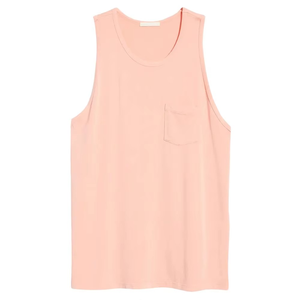 Men's Solid Color Sleeveless Tank <b>Top</b> With Chest Pocket O-Neck Casual Knitted Style <b>Pink</b> - Product Image 1
