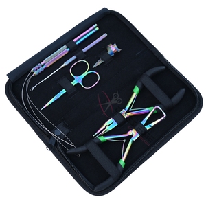 New Hair Extension <b>Tools</b> Kit with Hair Parting Ring Micro Bead Crimper Plier Bead Removal Plier <b>Hook</b> & Wire Loop Threader Set - Product Image 1