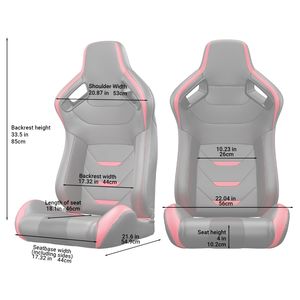 2 pz punto rosso universale in pelle PVC secchio Racing sedili reclinabili in pelle di carbonio Look posteriore regolabile scatola 2 pezzi - Product Image 5