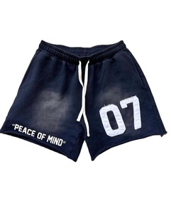 Pantalones cortos informales con lavado ácido para hombre, estilo de calle, Fitness, malla Vintage, cordón, diseño personalizado, lana, algodón, XXS, 6XL - Product Image 4