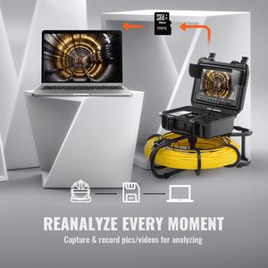 Telecamera Industriale per Ispezione Fognature con Schermo da 9 Pollici, Cavo da 300 Piedi/91,5 m, Impermeabile IP68, 12 Funzioni DVR Regolabili - Product Image 3