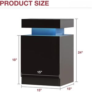 Set di 2 Comodini Moderni a LED da 15 Pollici con Superficie Lucida, Eleganti Tavolini da Notte - Product Image 4