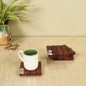 Engraved Wooden Tea Coaster Decorative Handmade Cup Holder for Home <b>Kitchen</b> <b>Accessories</b> - Product Image 1