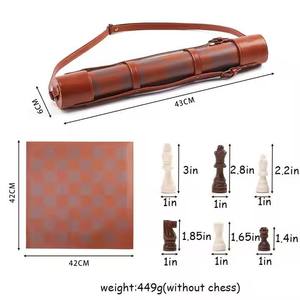 Jeu de backgammon portable en cuir PU écologique de haute qualité avec logo personnalisé pour les tournois, utilisation unisexe - Product Image 4