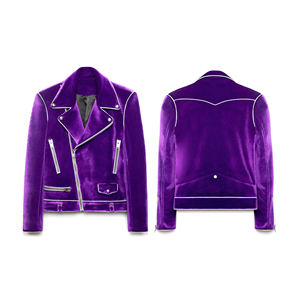 Veste en velours slim fit pour homme, col montant, logo sur le devant, idéale pour les occasions formelles, les mariages et les soirées. - Product Image 1