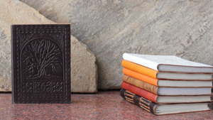 Handcrafted Handmade Recycled Cotton Paper With Tree Of Life Vintage Embossed Floral Design <b>Leather</b> Journal - Product Image 5