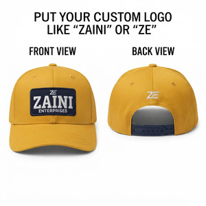 Gorra de Sarga de Poliéster Premium, 220 GSM, Color Mostaza, 5 Paneles, Estructurada, con Cierre a Presión, Parche con Logotipo Bordado Personalizado - Product Image 1