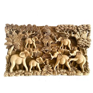 Handcrafted Sheesham <b>Wood</b> Elephant Wall Art Panel - Moradabad Artisan Carved - Product Image 1