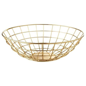 Panier à fruits en fil métallique avec base en bois, bol à fruits rond géométrique pour comptoir de cuisine, panier de rangement décoratif pour légumes - Product Image 2