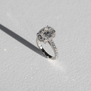 4.80CT Elongated Oval Cut Lab-Grown Diamond <b>Ring</b> Handmade Hidden Halo 2.2 MM Half Eternity Paves Band <b>Statement</b> <b>Ring</b> For Women - Product Image 4