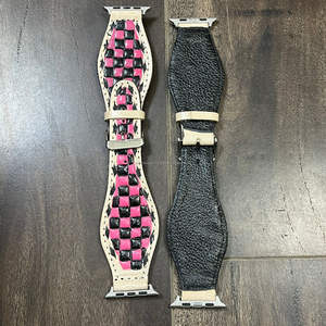 Nouveau bracelet de montre intelligent en cuir véritable de luxe en gros, bracelet de montre en cuir à carreaux, bracelet de montre en cuir artisanal, bracelet de montre unisexe de remplacement - Product Image 6