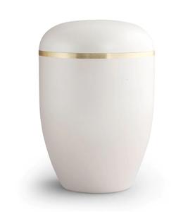 Luxury White Decorative Funeral Urn Golden Band Metal Memorial Keepsake <b>Jar</b> <b>Large</b> Capacity Cremation Urns <b>Jars</b> for Adult Ashes - Product Image 1