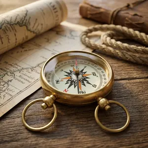 Brass Gold-Plated Military Pocket Compass Navigation Gift Travelers Hikers Outdoor Adventure <b>Nautical</b> <b>Decor</b> Collectible Adiba - Product Image 5