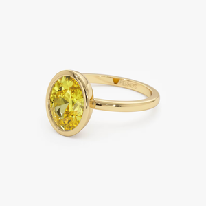 Bague de fiançailles en or jaune pour femme, diamant fantaisie taille ovale, style classique, pierre naturelle - Product Image 2
