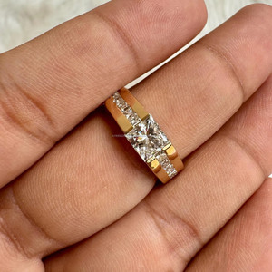 Men’s Princess Cut Moissanite Diamond Ring Hip Hop Style Wide Ring for Him 925 Sterling Silver Engagement Ring Ethical Jewelry - Product Image 4