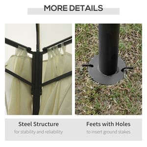 Beige 13x10 Outdoor <b>Canopy</b> Double Vented <b>Roof</b> Zipper Closure Patio Gazebo Metal Pole Sidewalls for Garden Lawn Backyard Deck - Product Image 6