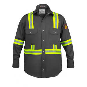 100% Camiseta Hi Vis FR de alta visibilidad resistente al fuego ropa de seguridad de alta visibilidad grande gris oscuro - Product Image 1
