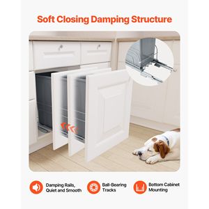 Bidone per la Raccolta Differenziata da 35 QT in Metallo Resistente Montabile su Mobile da Cucina, per Uso su Scrivania e in Auto - Product Image 6