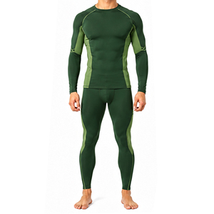 Ensemble de survêtement de compression respirant et extensible pour hommes, avec t-shirt à manches longues et leggings, idéal pour la course, l'entraînement, le fitness et le sport – Personnalisable - Product Image 1