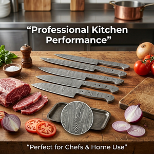 SAZ ENTERPRISES Ensemble de 7 lames de couteau de cuisine en acier Damas faites à la main, ambidextres, finition haute brillance, compatibles lave-vaisselle - Product Image 3