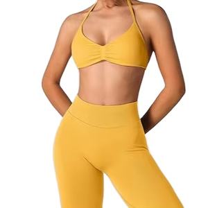 Nouveauté 2026, ensemble 2 pièces pour femmes de qualité supérieure, respirant, uni, logo personnalisé, soutien-gorge de sport et leggings - Product Image 4