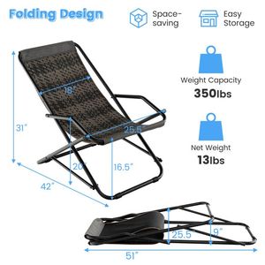 Sedia a dondolo da esterno in vimini PE con braccioli e struttura in metallo - Product Image 3
