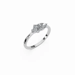 Bague élégante en diamant, design rond et en forme de poire, avec 4 pierres, pour femmes, provenant d'un fournisseur indien. - Product Image 5