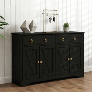 Mobiletto Portaposate Nero per Cucina, Armadietto Buffet con Organizzazione Pratica per Utensili e Accessori - Product Image 1