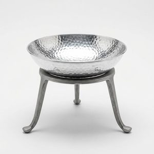 Handmade Aluminum Hammered Bowl 24 cm Bright Silver Tripod <b>Stand</b> Home/Hotel Decor <b>PC</b> Material - Product Image 1